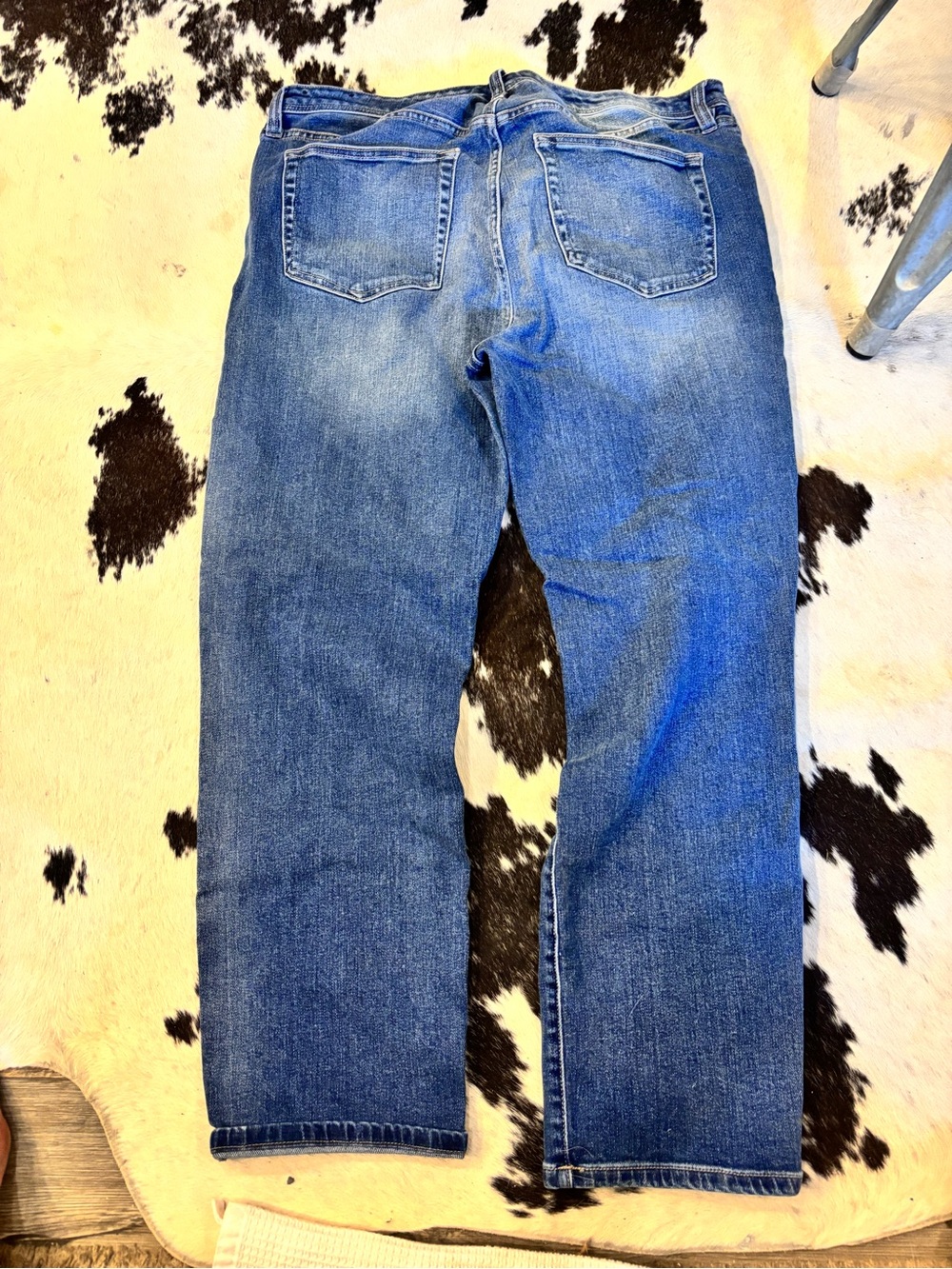 Classic Button Up Boyfriend Stlye Blue Straight-Leg Jeans
